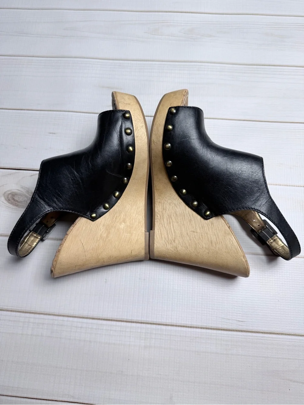 Sam Edelman Camilla Studded Wooden Wedge Platform Sandals - Size 7